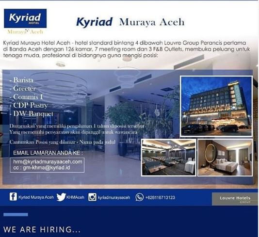 Lowongan Kerja Hotel Kyriad Muraya Banda Aceh Juni 2019
