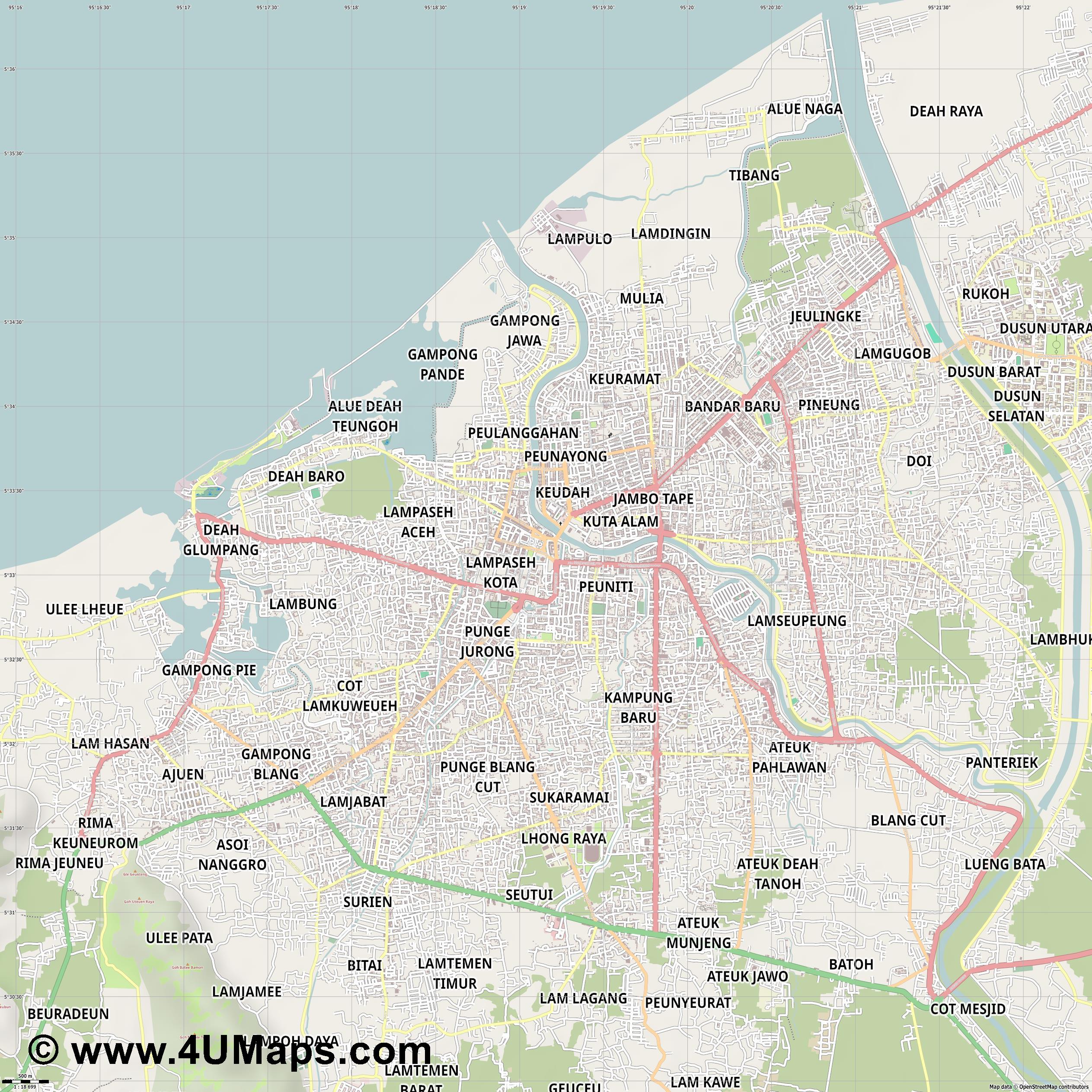 Pdf Svg Scalable City Map Vector Banda Aceh